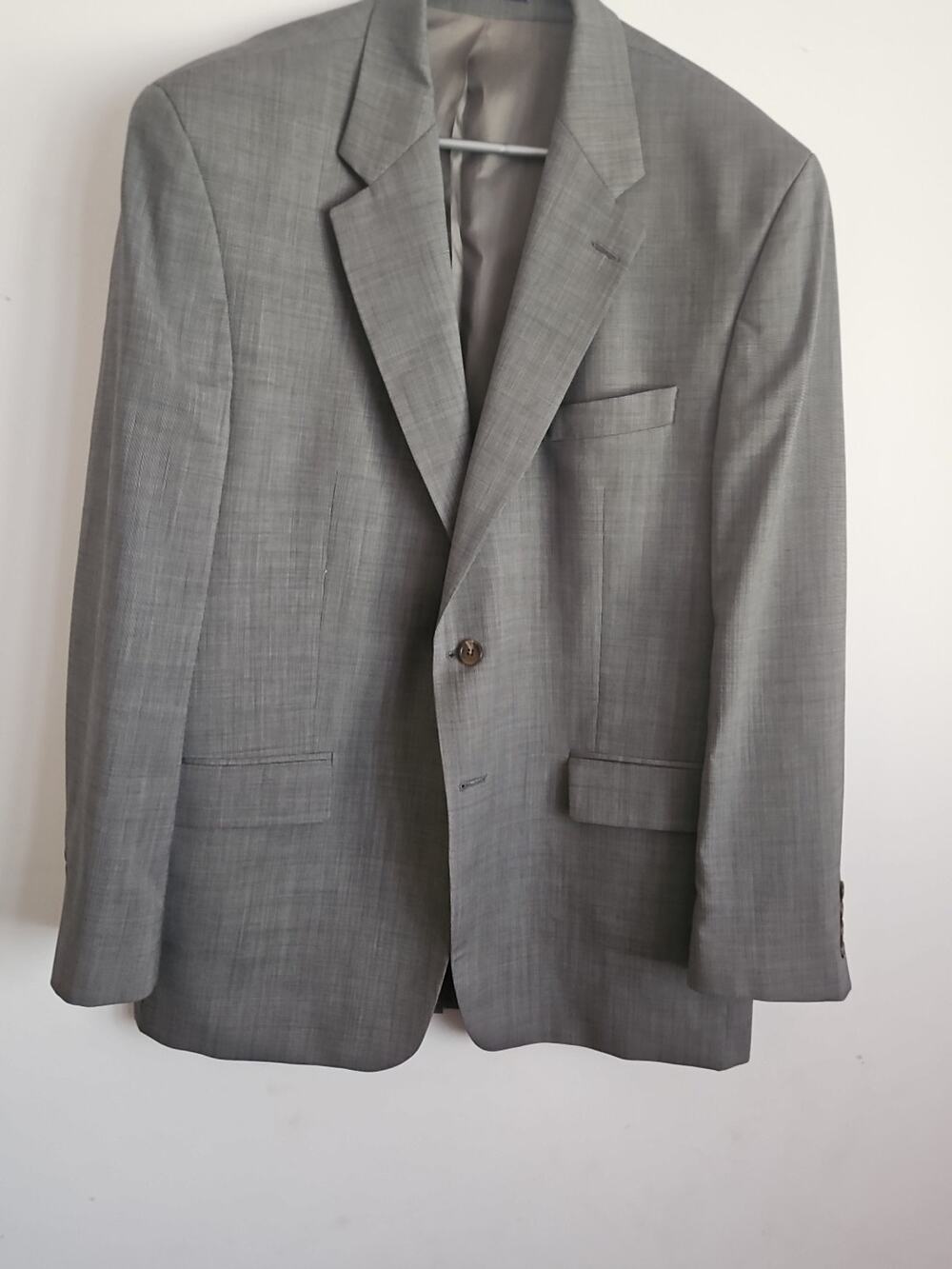 Chaps Ralph Lauren S&K Jacket Men's Gray, 92% Wool 8% Cashmere Center Flap 44R